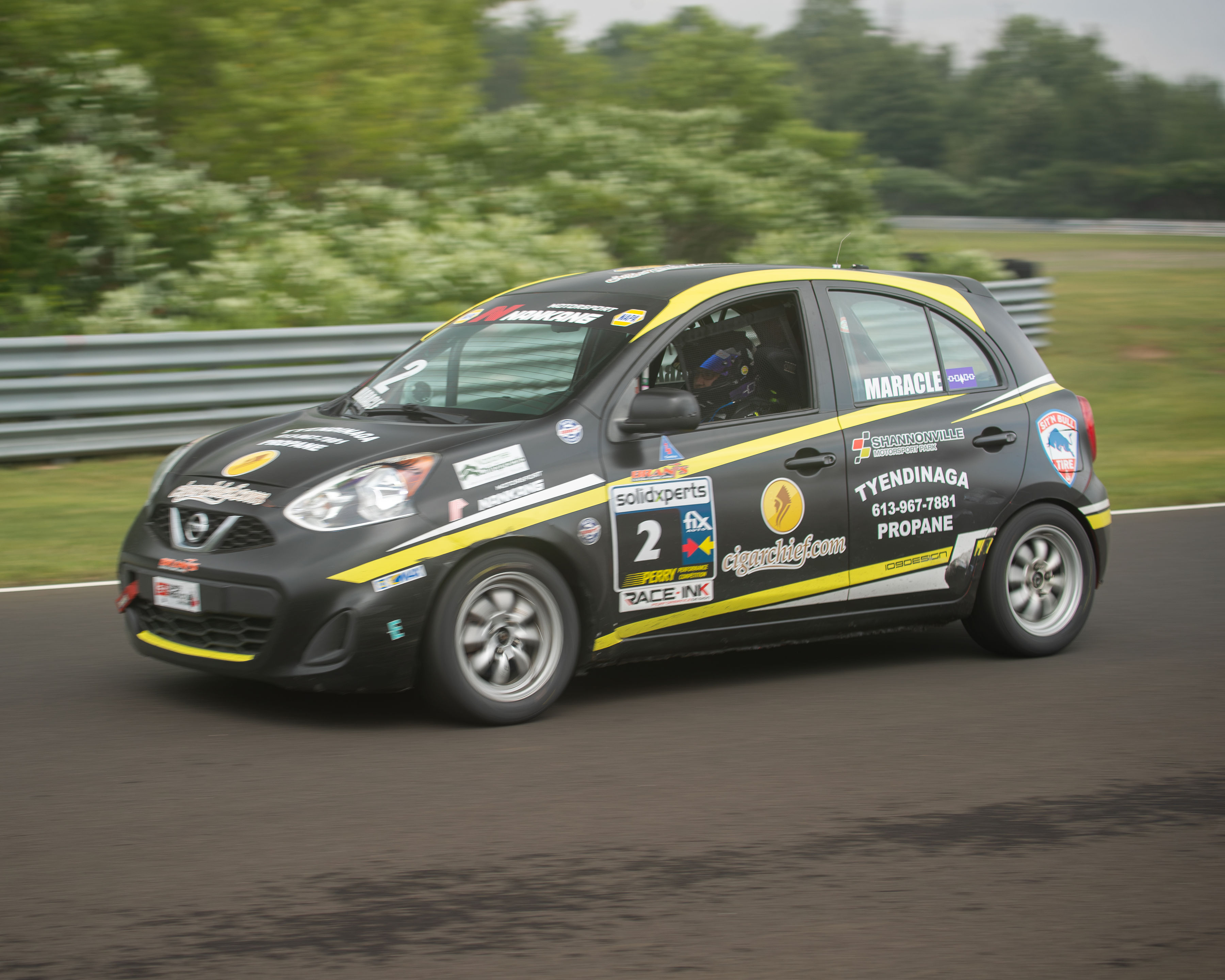 Car #2 on track side motion shot